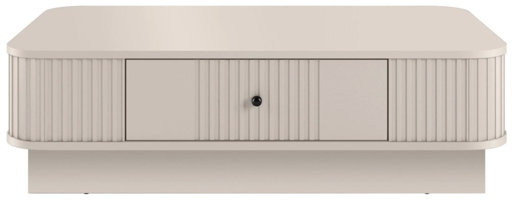 Stolik kawowy z szufladą Vesper 103x60 cm na cokole - kaszmir / czarny uchwyt