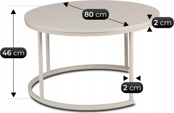 Zestaw Stolików Kawowych NELLY MAX 60 cm/80 cm Kaszmir Japandi