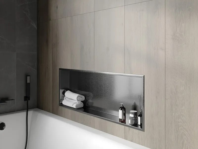 Mexen X-Wall-R półka wnękowa z kołnierzem 90 x 30 cm, gun gray szczotkowany - 19E0903010