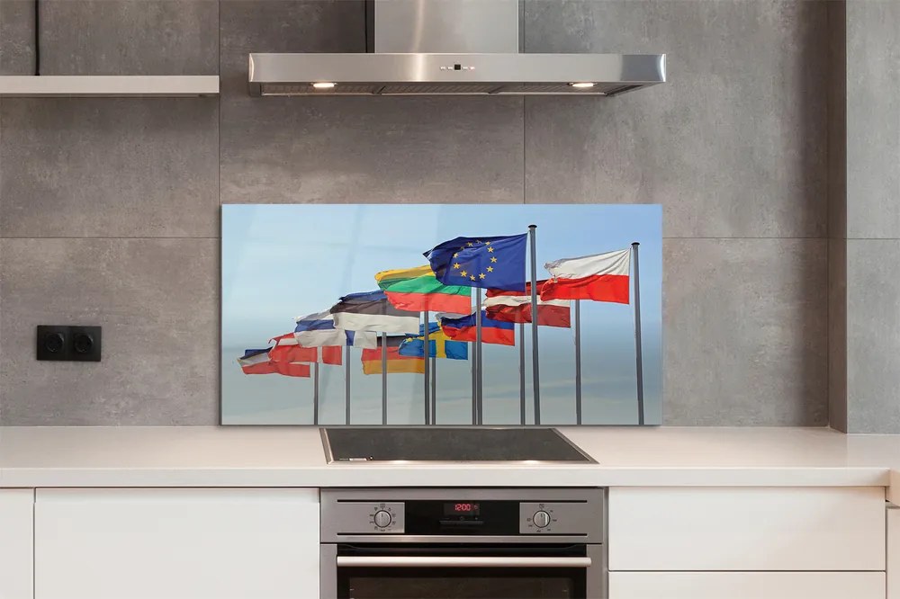 Panel szklany do Kuchni Morze Narodowych Flag