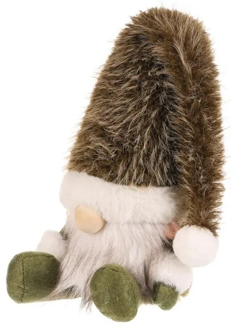 Dekoracja świąteczna Krasnal siedzący, wys. 20 cm, zielono-biały, 20 CM