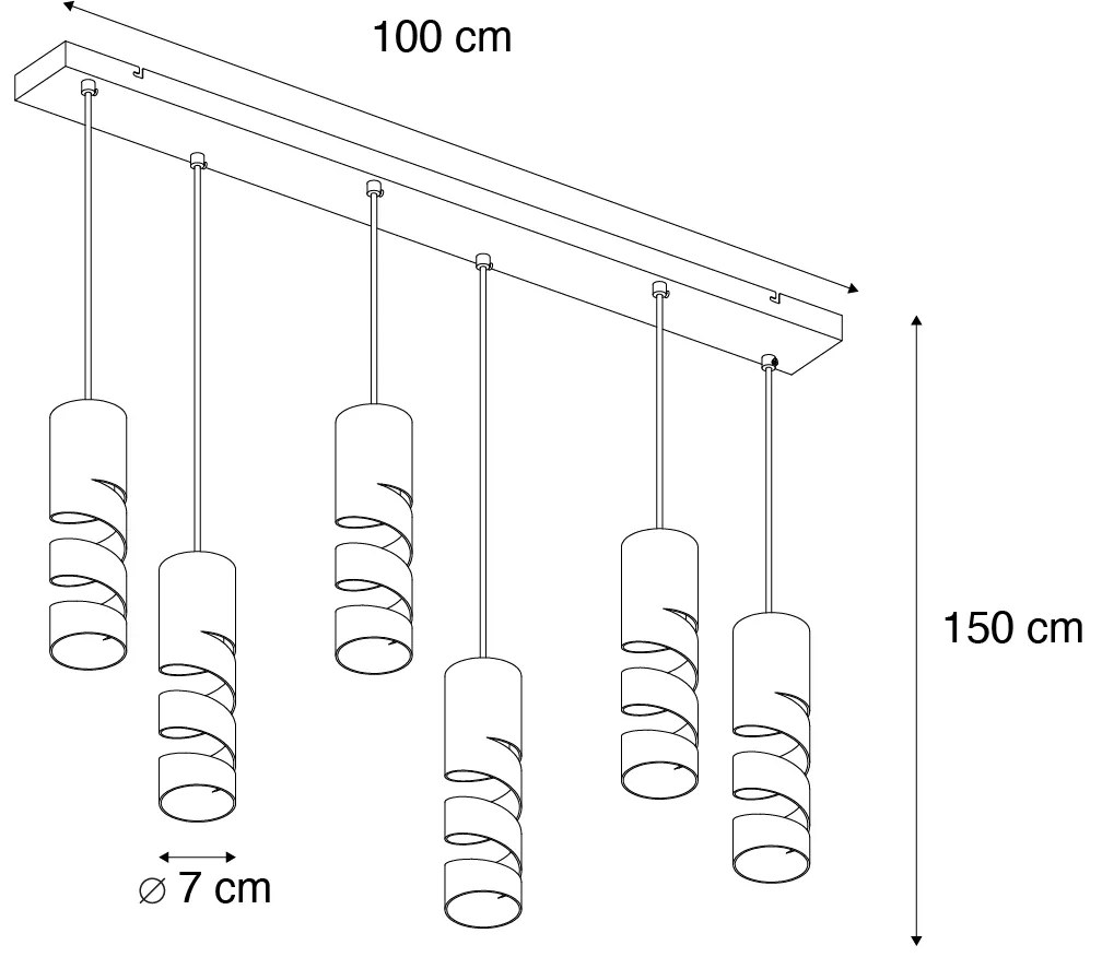 Moderne hanglamp zwart 6-lichts - Stream Nowoczesny Oswietlenie wewnetrzne