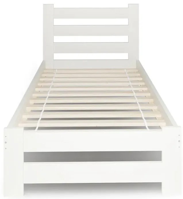 Białe pojedyncze łóżko z drewna sosnowego 90x200 D4-P41