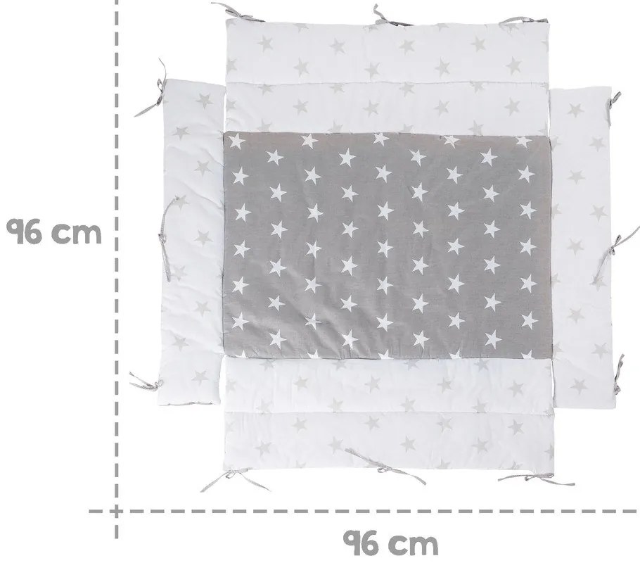Biały/szary ochraniacz do łóżeczka z mieszanki bawełny 96 cm Little Stars – Roba