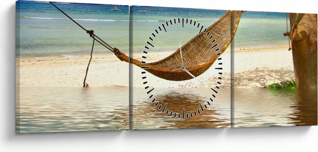 Obraz - Relaks na plaży (z zegarem) (90x30 cm)