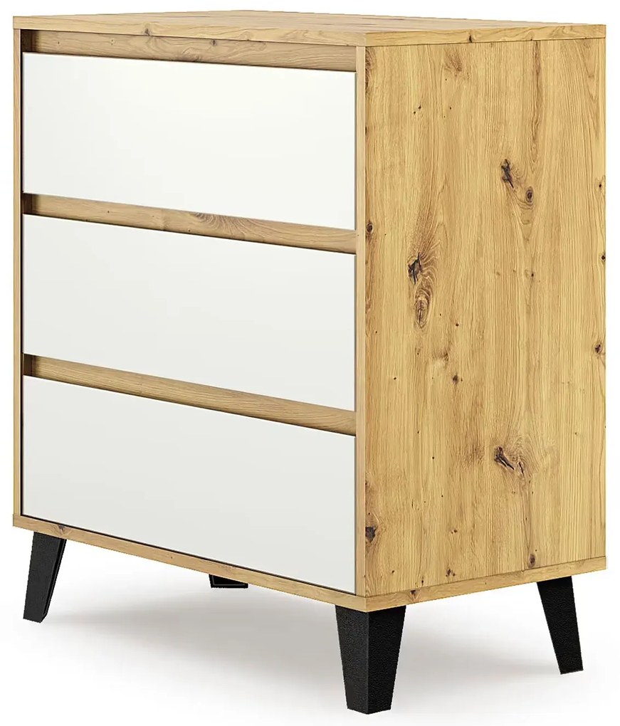 Minimalistyczna komoda na nóżkach dąb artisan + biały S5-Z92