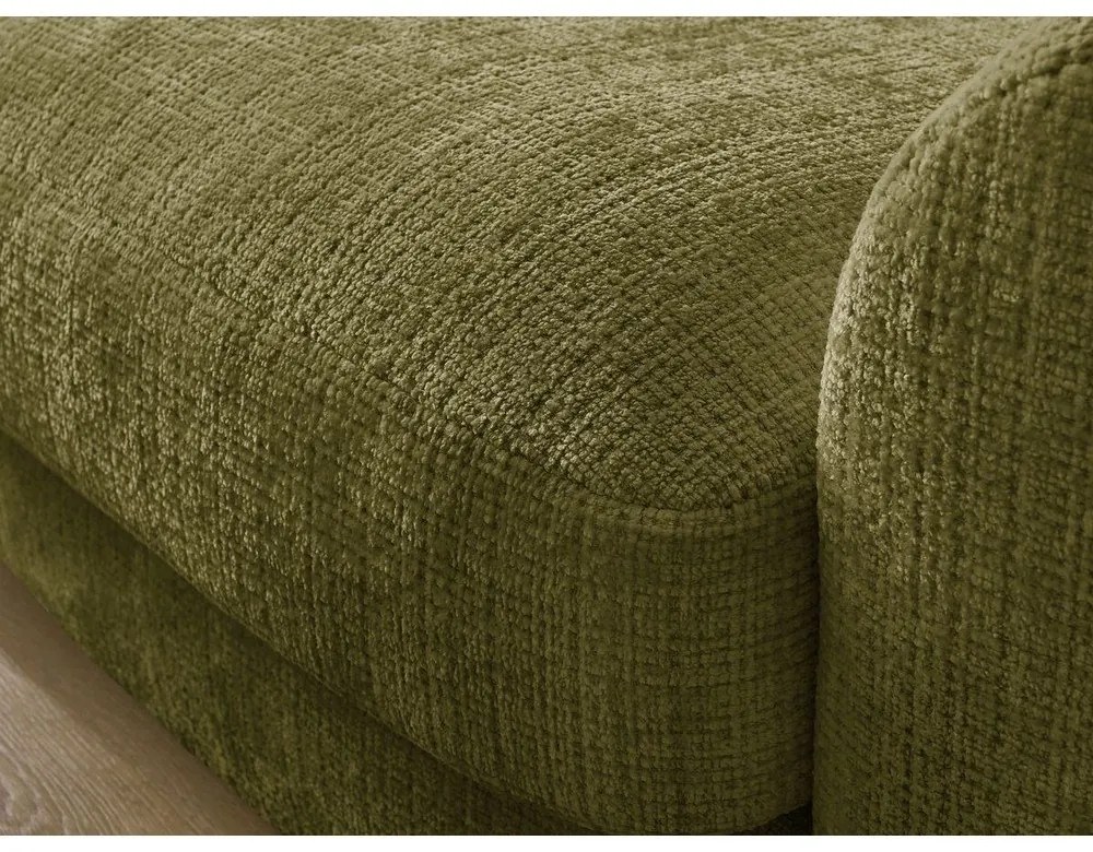 Narożnik z tkaniny szenilowej (lewostronny/z szezlongiem) w kolorze khaki Leonore – Bobochic Paris