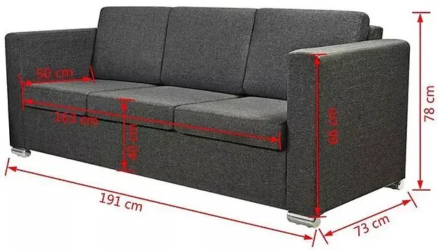 Trzyosobowa ciemnoszara sofa loftowa - Telva 3Q