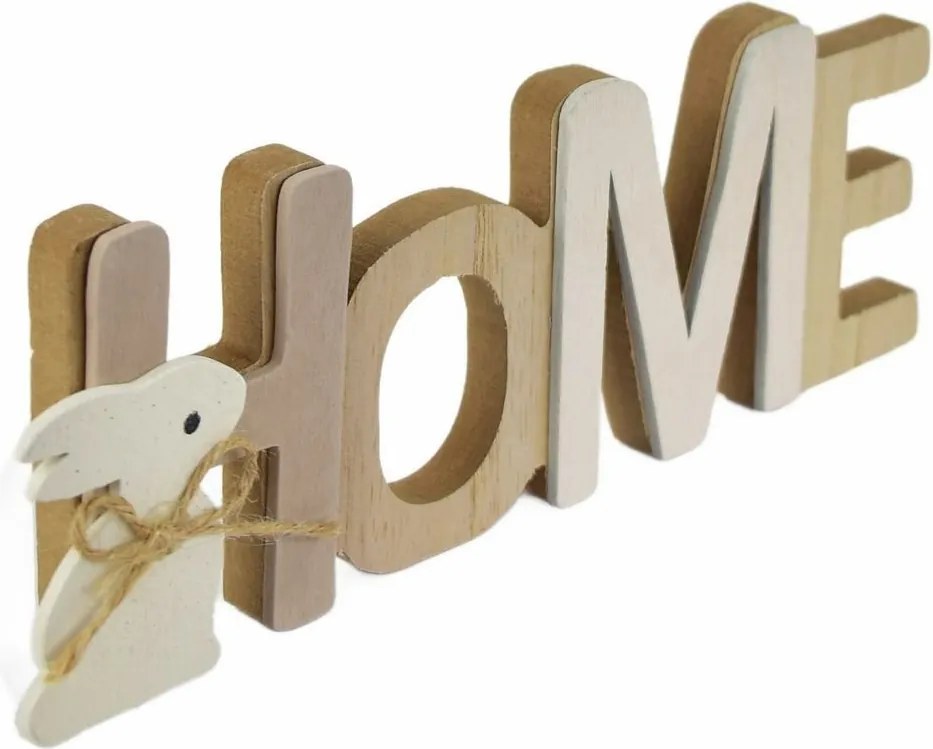 Drewniany napis HOME z zajączkiem 21,5 x 7,5 x 3 cm