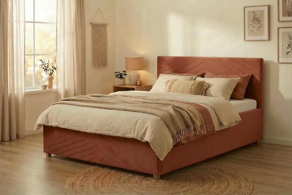 Łóżko VEGA 160x200 cm Różowy Bez materaca