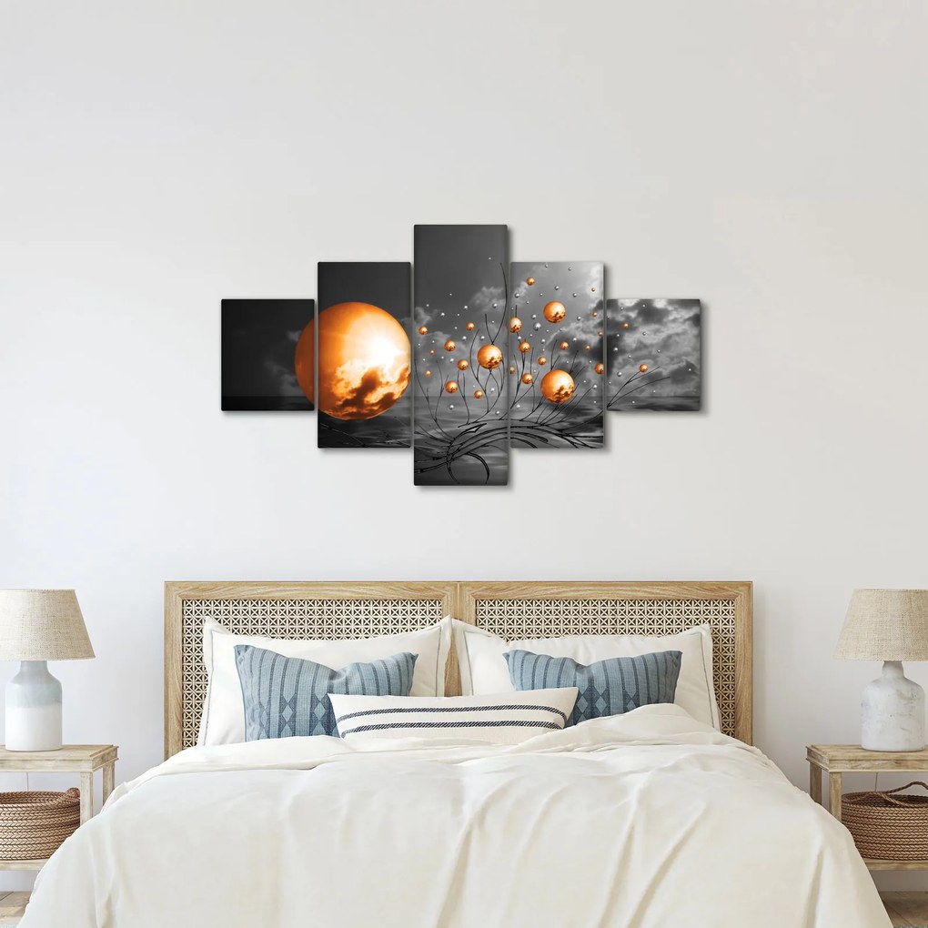 Obraz pomarańczowych abstrakcyjnych kul (125x70 cm)