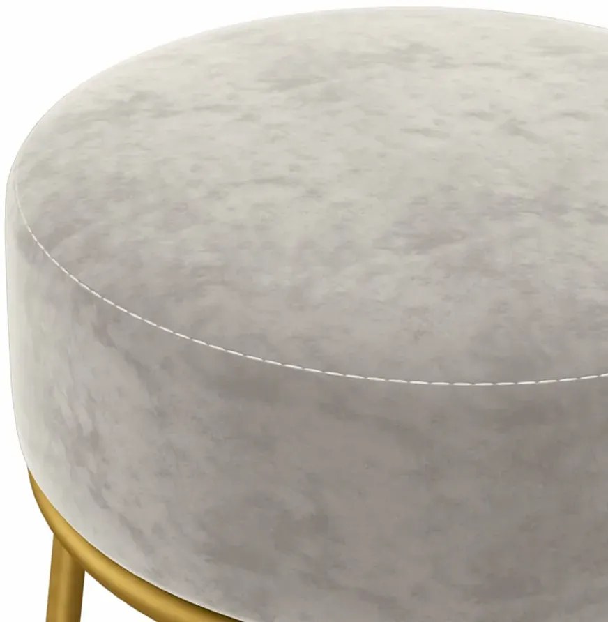 Okrągły szary welurowy taboret w stylu glamour P5-L64