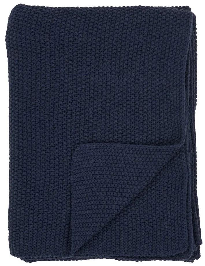 Ciemnoniebieski koc z bawełny z recyklingu 130x170 cm Santos – House Nordic