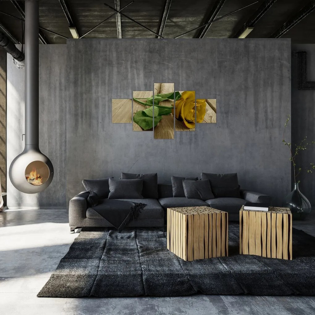 Obraz - Żółte róże w stylu vintage (125x70 cm)