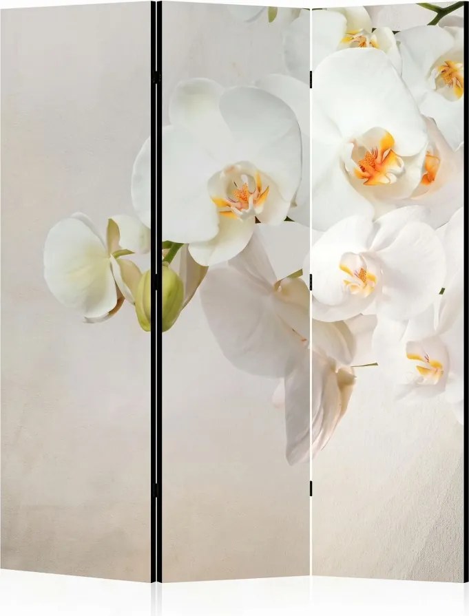 Parawan pokojowy 3-częściowy 135x172 Jednostronny dekoracyjny elegancki romantyczny Kremowy Białe Orchidee Spa