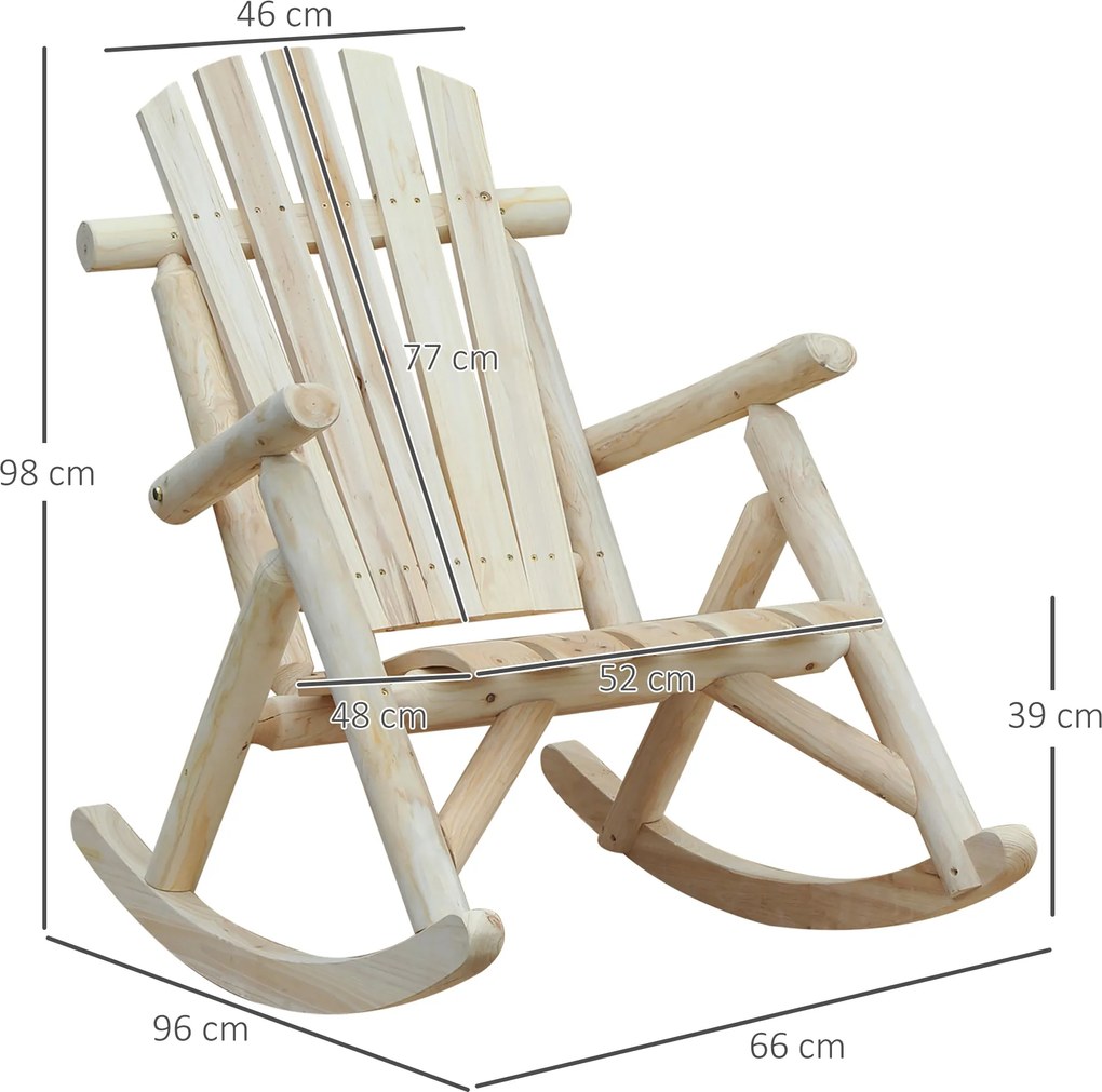 Fotel bujany krzesło na biegunach drewniane outsunny