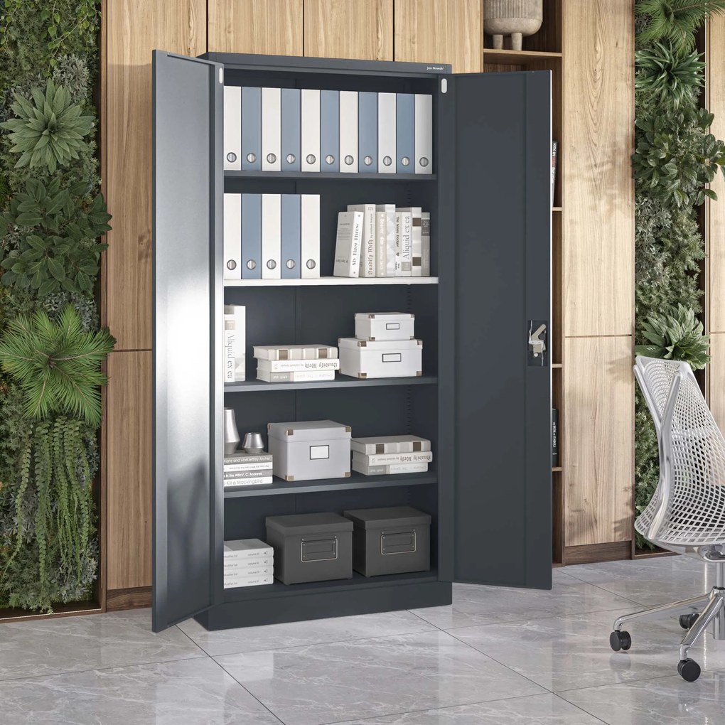 Szafa na dokumenty biurowa metalowa antracytowa: JAN H, 900 x 1950 x 400 mm