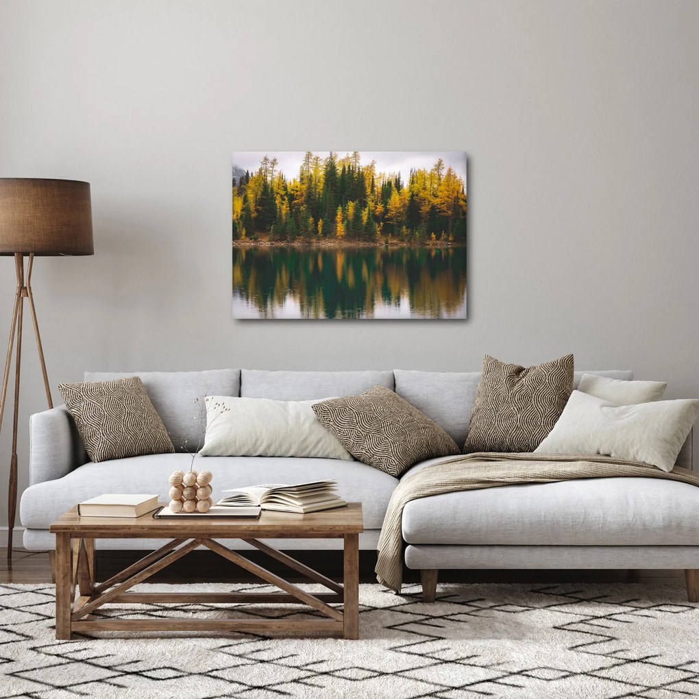 Obraz leśnego jeziora (70x50 cm)