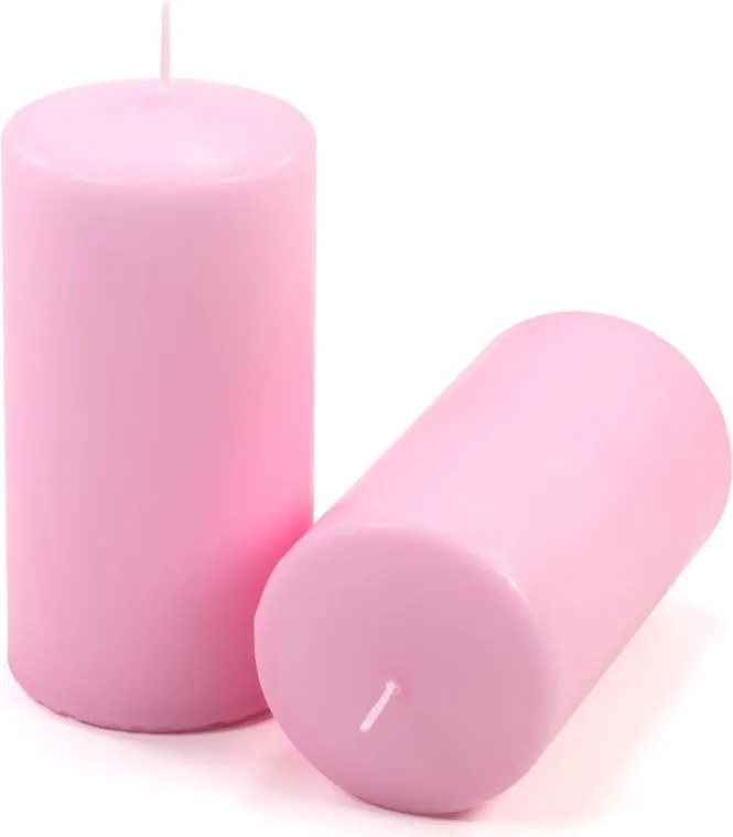 Zestaw świec słupkowych, 15 cm, Ø 7,5 cm, różowy, 2 sztuki.