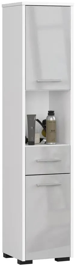 Minimalistyczny regał łazienkowy biały + metalik połysk W9-N93