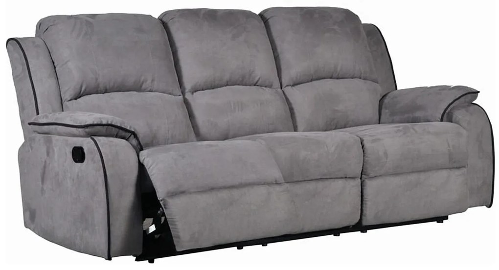 Kanapa 3-osobowa i fotel z funkcją relax z mikrofibry HERNANI - Szary