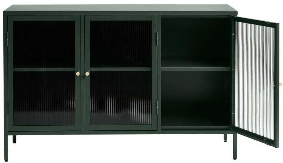 Zielona metalowa witryna Unique Furniture Bronco, wys. 85 cm