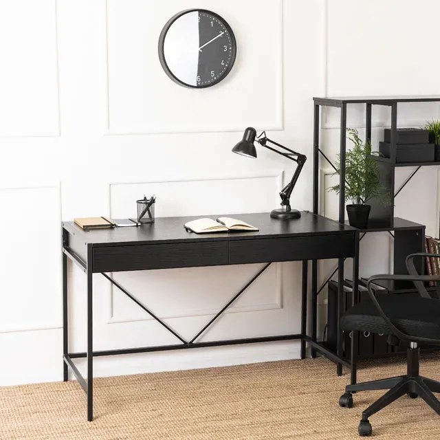 Czarne minimalistyczne duże biurko z szufladami N9-T67