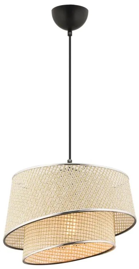 Lampa wisząca na przewodzie BARETTE 1xE27/60W/230V kremowy/błyszczący chrom