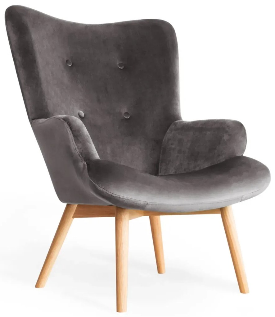 Fotel tapicerowany MOSS VELVET szary HOMLA