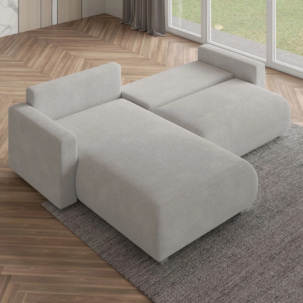 Masseno Narożnik TURIN z funkcją spania i pojemnikiem na pościel Narozniki L, Rozkładana sofa - Pudrowy róż, NOW OR NEVER 61