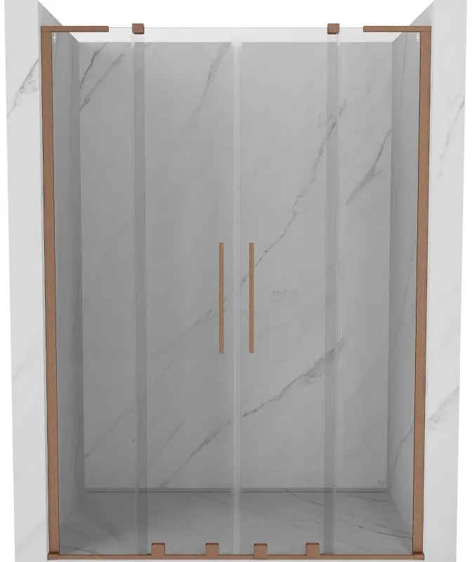 Mexen Velar L Duo drzwi prysznicowe rozsuwane 160 cm, transparent, miedź szczotkowana - 871-160-003-02-65
