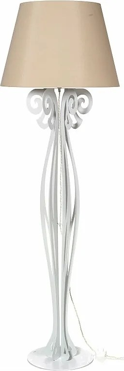 Circeo lampa podłogowa 60x180 cm, białe żelazo, piaskowy klosz, vintage, przełącznik nożny, made in Italy