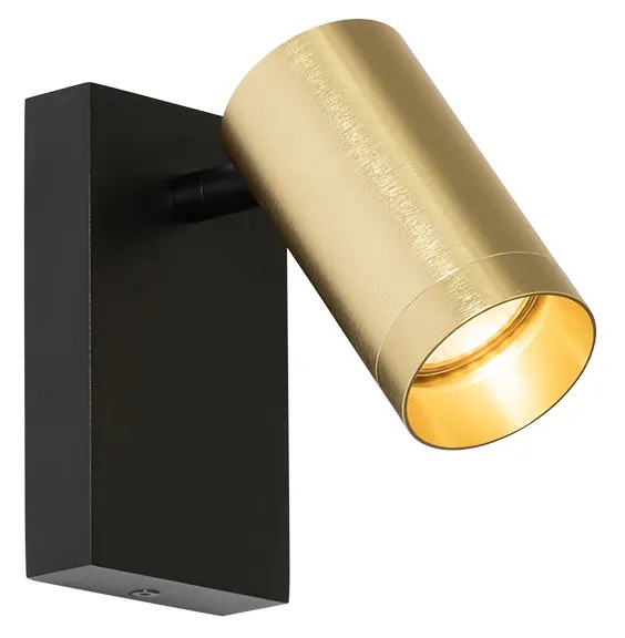 Lampa ścienna czarna ze złotem, regulowana z przełącznikiem - Jeana Luxe Nowoczesny Oswietlenie wewnetrzne