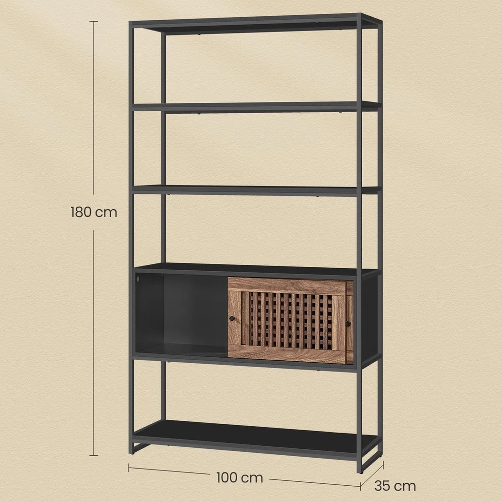 Regał E1121 BK, metal, czarny