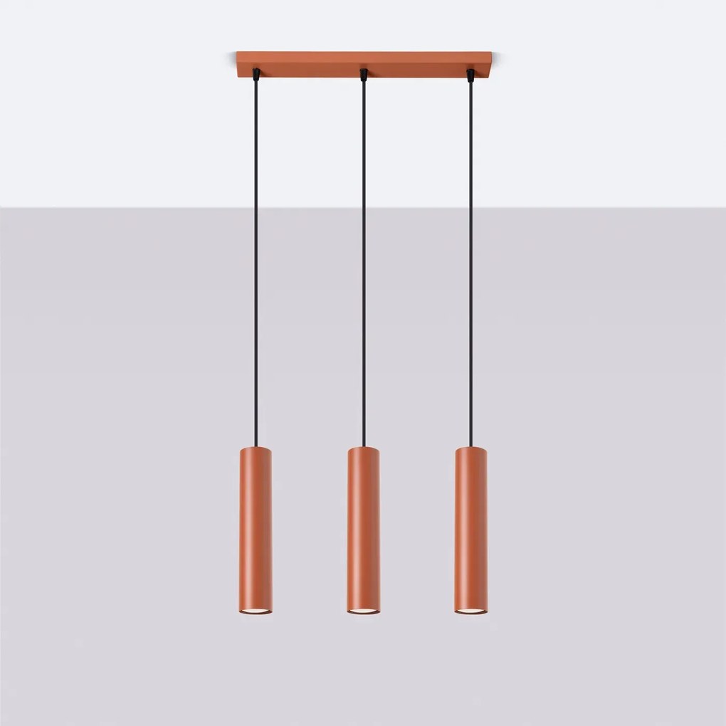 Lampa wisząca LAGOS 3L ochra czerwona SOLLUX  LIGHTING