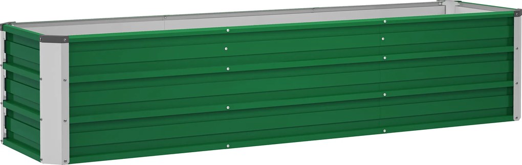 Outsunny Stalowa Donica Ogrodowa z 3 Obszarami Zielona 183x47x40cm Prosty Montaż z Otwartym Dołem | Aosom PL