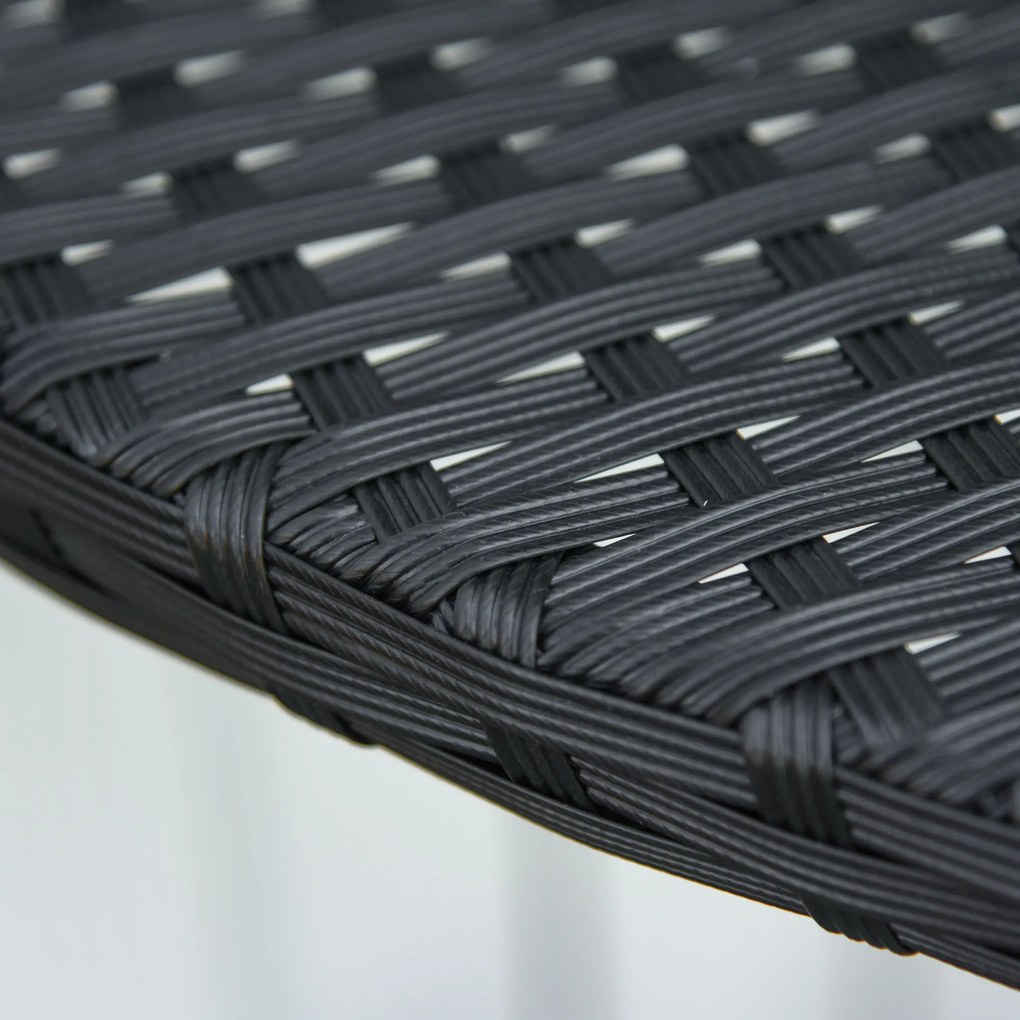 Outsunny Stół Balkonowy Ogrodowy Stolik Kawowy Polirattan Czarny Półokrągły Design i Funkcjonalność | Aosom PL