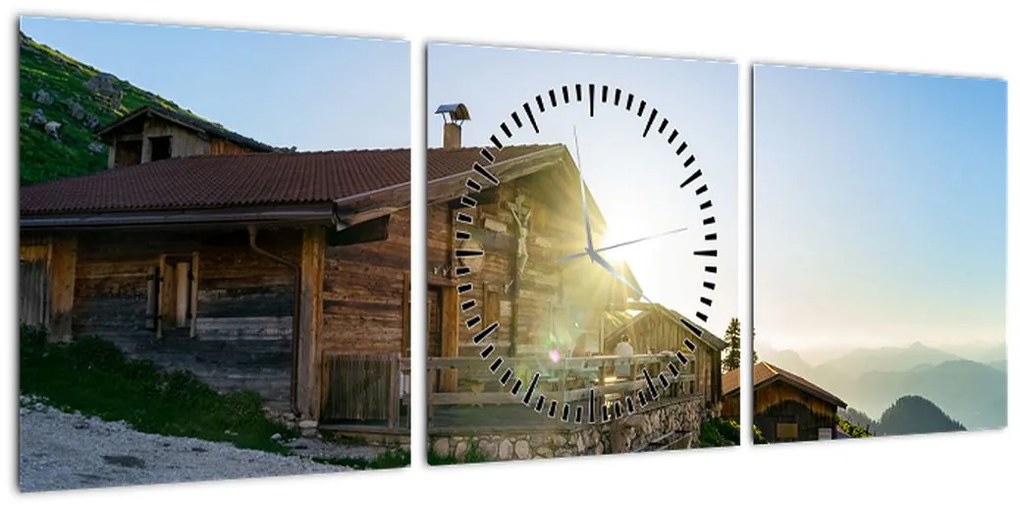 Obraz - Poranek w Alpach, Tyrol (z zegarem) (90x30 cm)