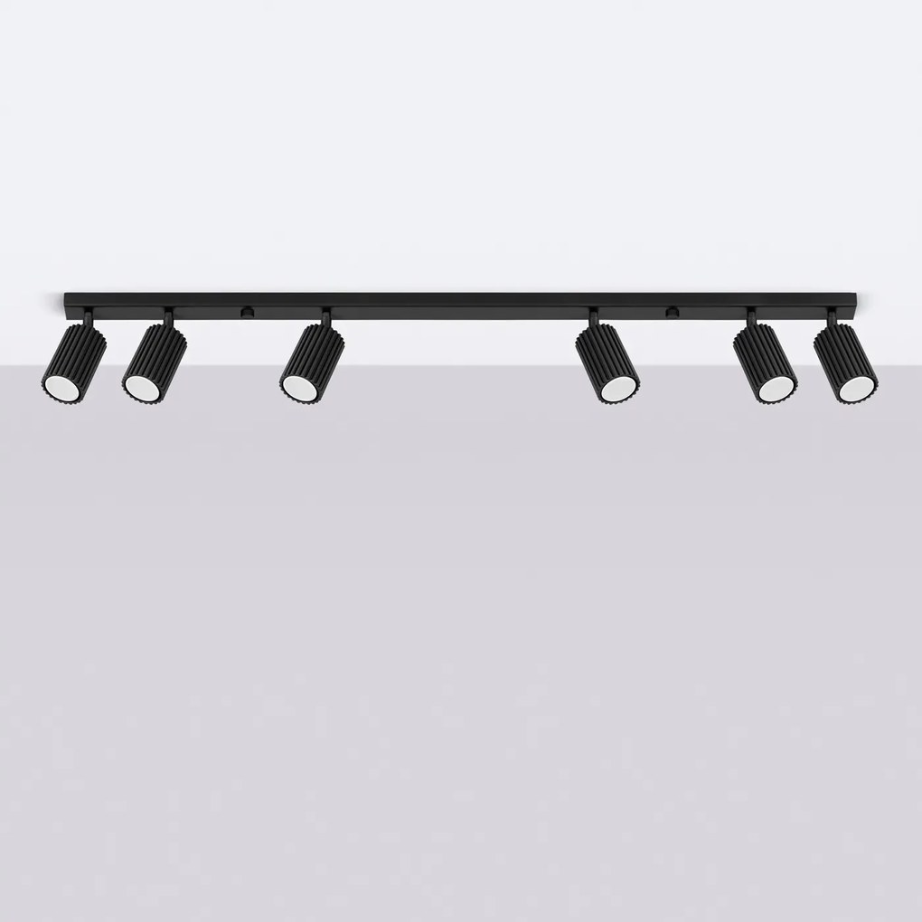 Listwa oświetleniowa 6-punktowa KARBON 6L czarna ryflowana SOLLUX  LIGHTING