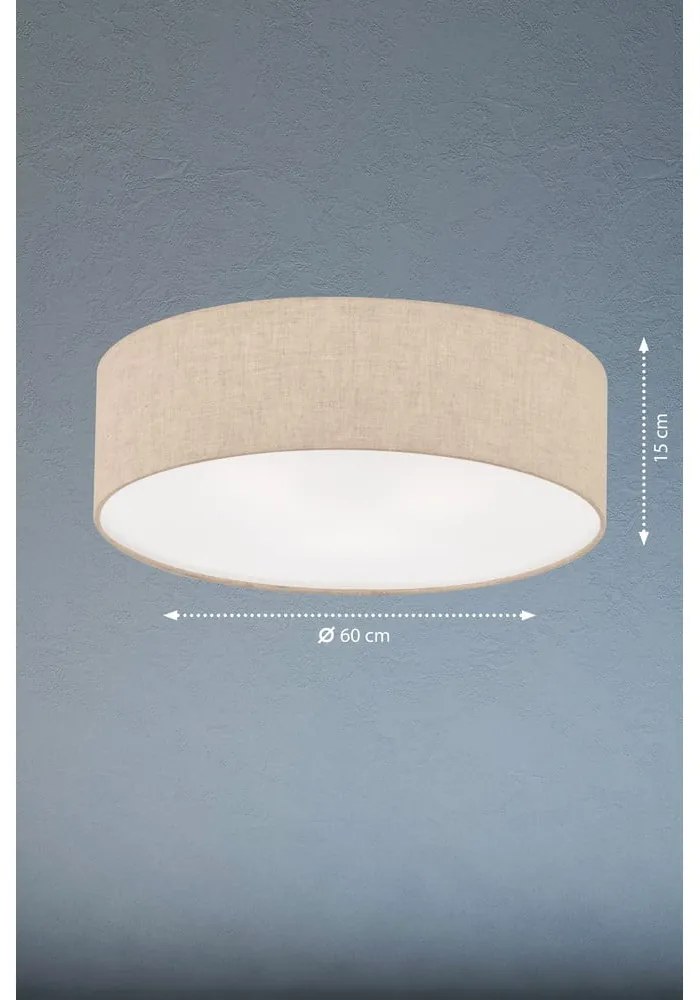 Beżowa lampa sufitowa z tekstylnym kloszem ø 60 cm Thor – Fischer &amp; Honsel