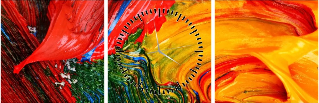 Obraz - Niebieska abstrakcja za pomocą pędzla (z zegarem) (90x30 cm)