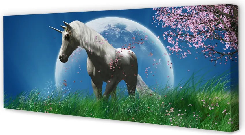 Zdjęcie na płótnie Jednorożec na Polu przy Księżycu