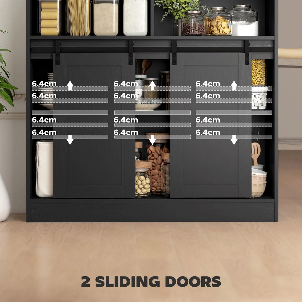 HOMCOM Rozkładany Bar z Możliwością Przemiany na Kształt L, Dużo Miejsca do Przechowywania, 3 Regulowane Półki, Płyta Wiórowa, MDF, Czarny