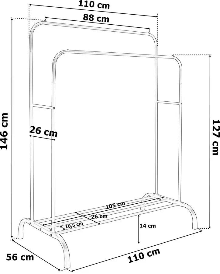 Minimalistyczny biały wieszak stojący na ubrania S3-S80