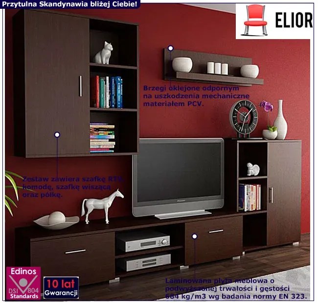 Zestaw mebli do salonu pod TV Pixelo 7X - wenge