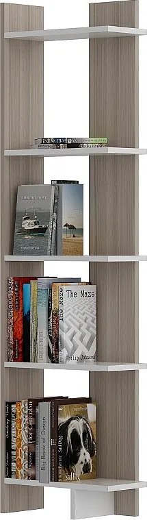 Regał na książki – 45 x 170 x 22 cm – Córdoba i biel – pokryty w 100% melaminą
