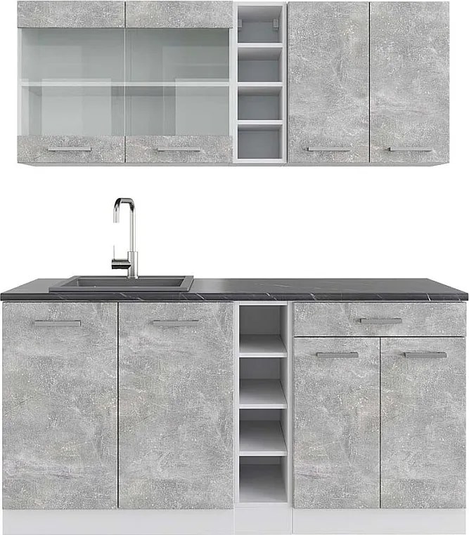 Pojedyncza kuchnia beton/biały 160x60x81.6 r-line