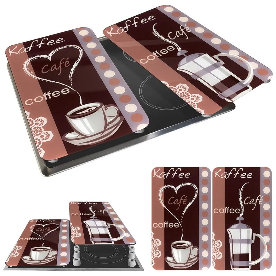Zestaw 2 szklanych płyt ochronnych na kuchenkę Maximex Coffee, 52x30 cm