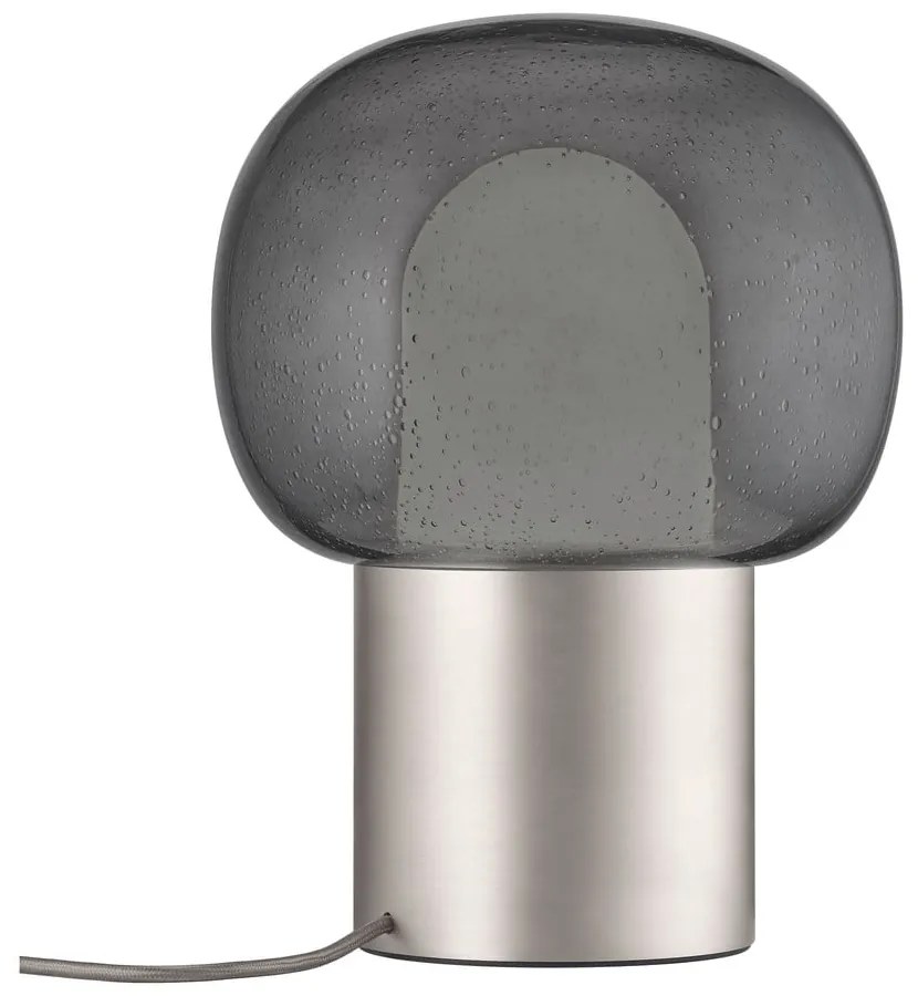 Aluminiowa lampa stołowa LED w kolorze srebra ze szklanym kloszem (wysokość 32 cm) Iris – Blomus