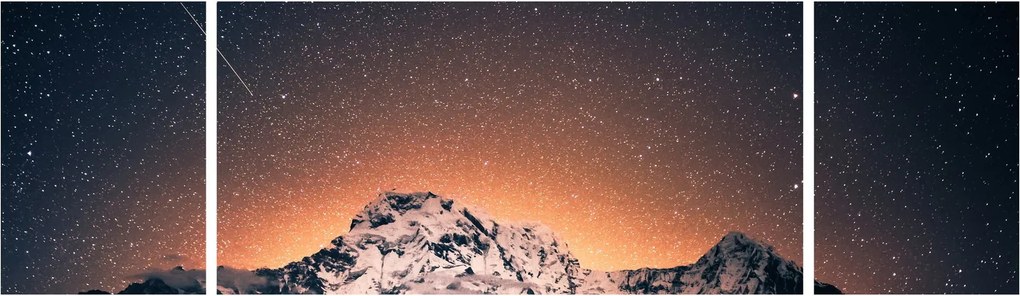 Obraz nocnego nieba z górą (170x50 cm)